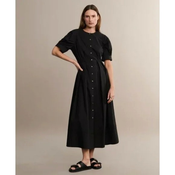 Jenni Kayne Dresses & Skirts - JENNI KAYNE Harper Dress Black Cotton Midi Button Front Eyelet Size Small NWT